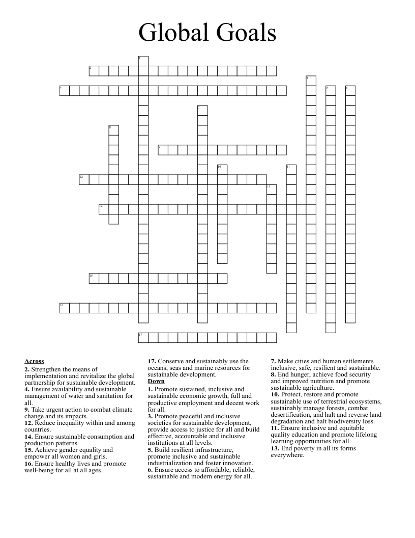 Global Goals Crossword