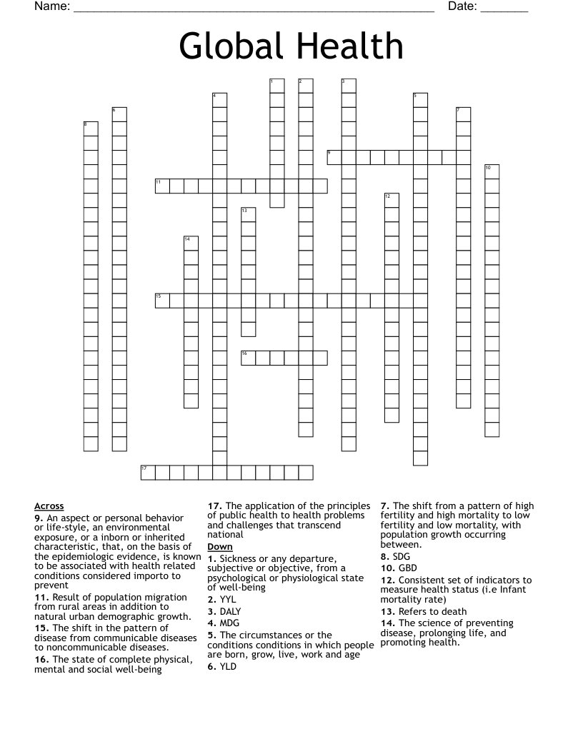 Global Health Crossword