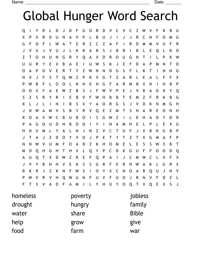 Global Hunger Word Search