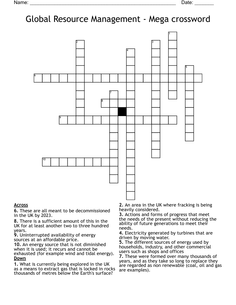 Global Resource Management - Mega crossword 