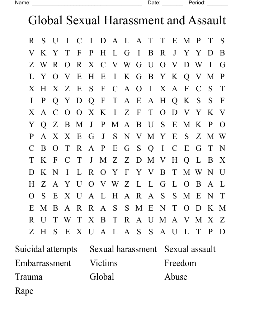 Global Sexual Harassment and Assault  Word Search
