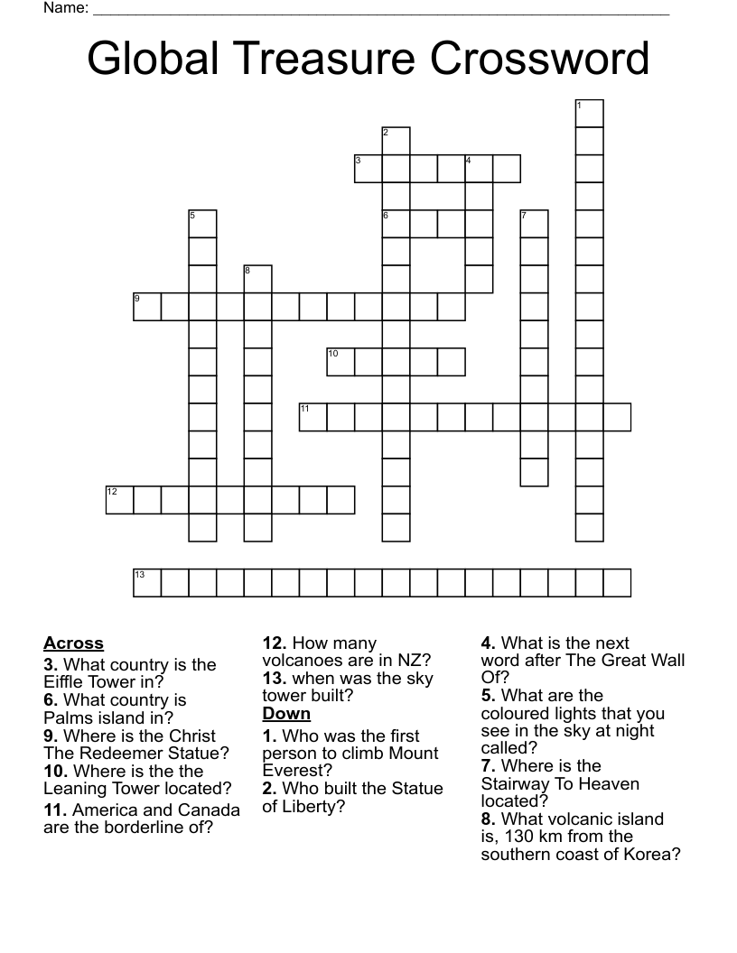 Global Treasure Crossword