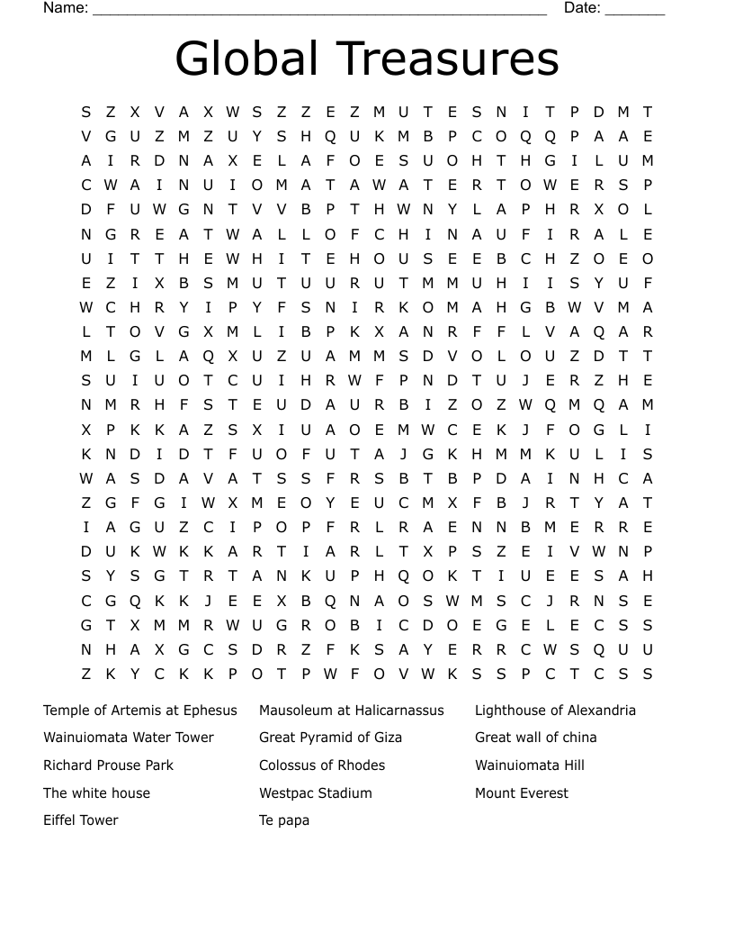 Global Treasures Word Search