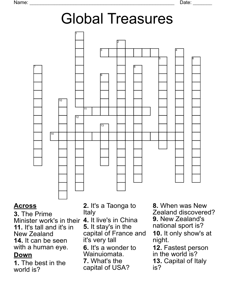 Global Treasures Crossword