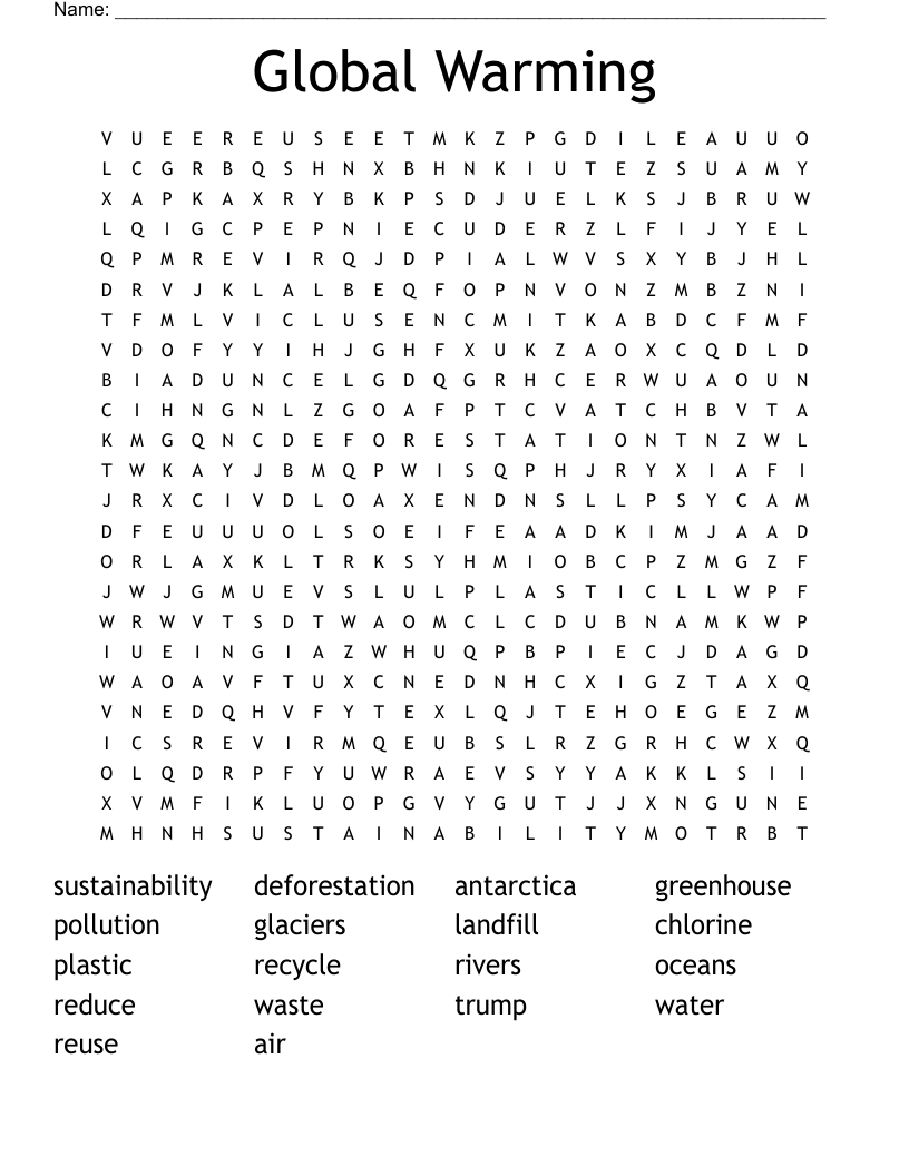 Global Warming Word Search