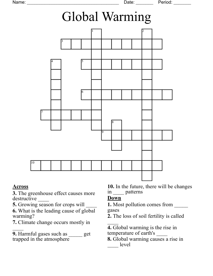 Global Warming Crossword