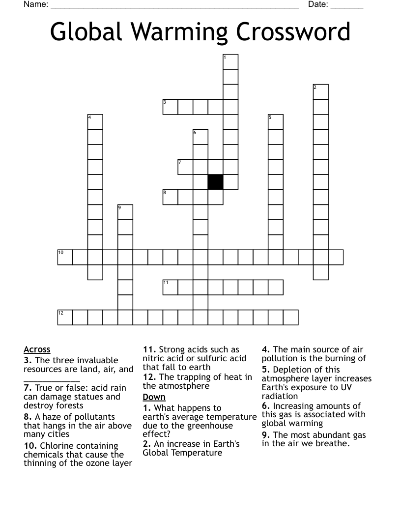 Global Warming Crossword