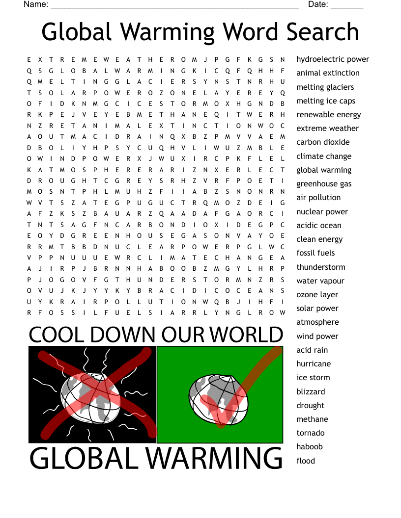 Global Warming Word Search