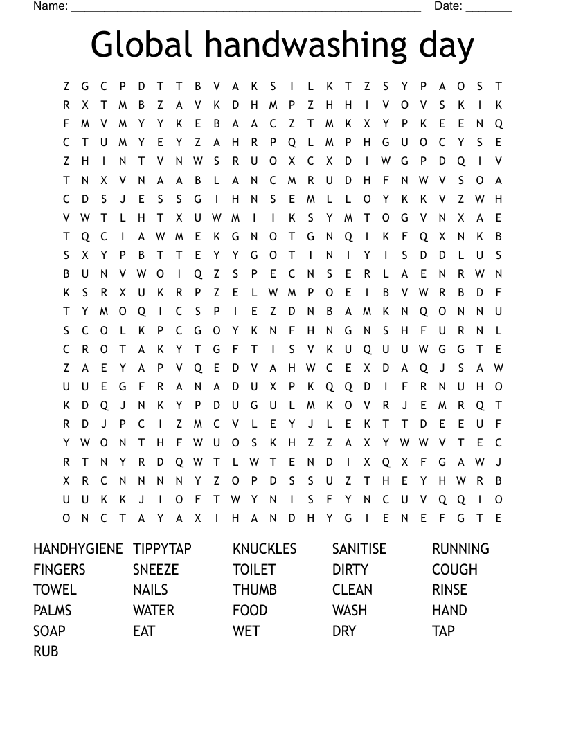 Global handwashing day Word Search