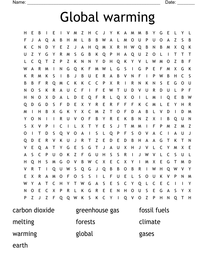 Global warming Word Search