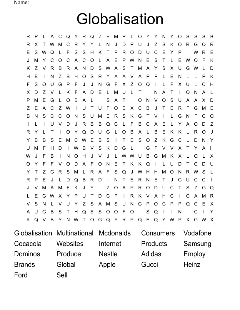 Globalisation Word Search