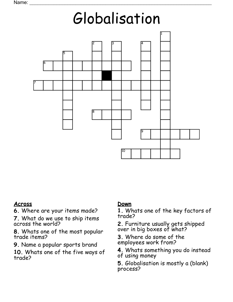 Globalisation Crossword