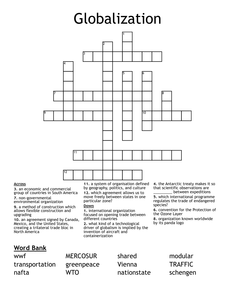 Globalization Crossword