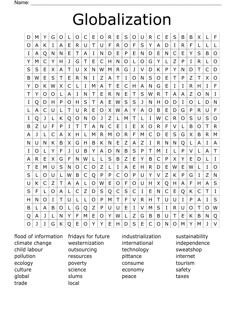 Globalization Word Search