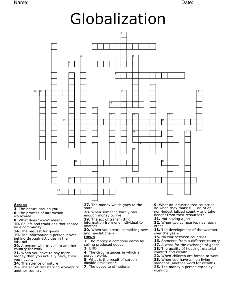 Globalization Crossword