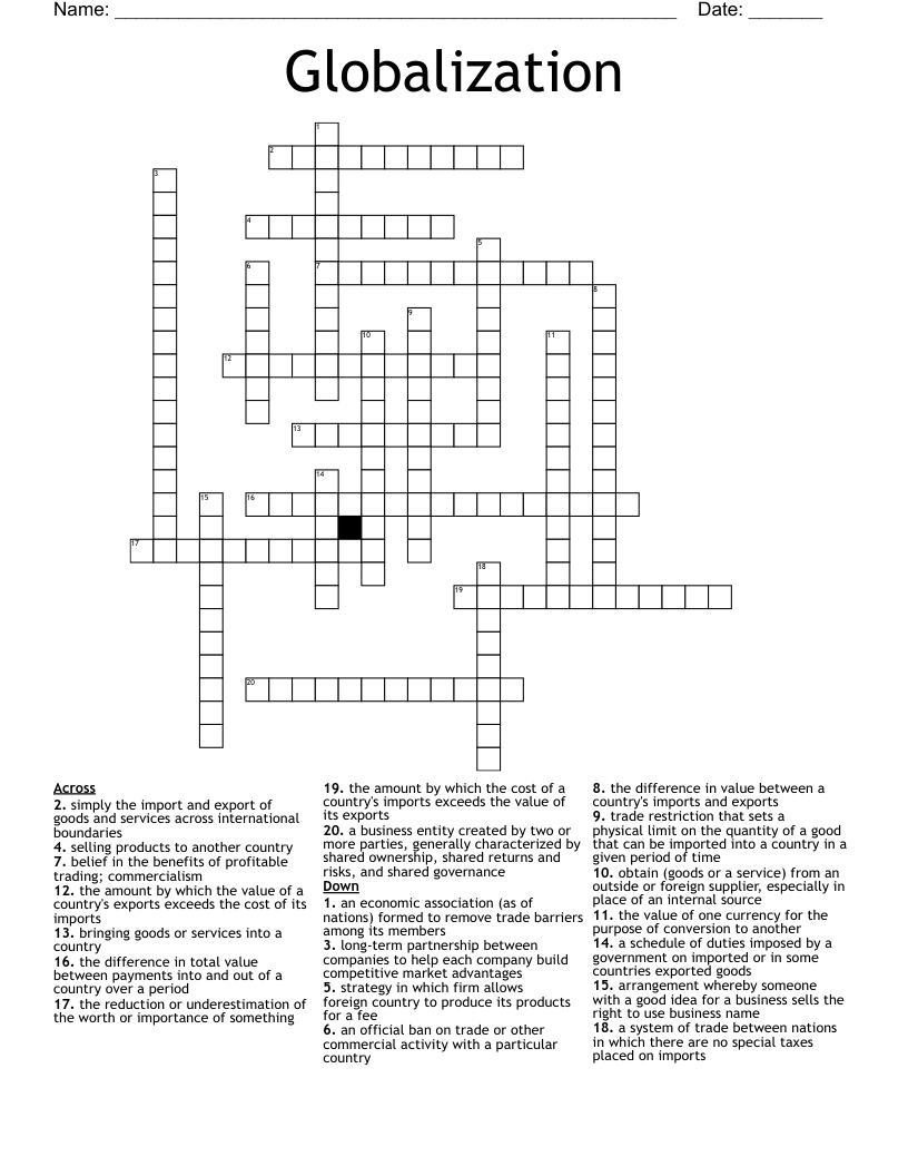 Globalization Crossword