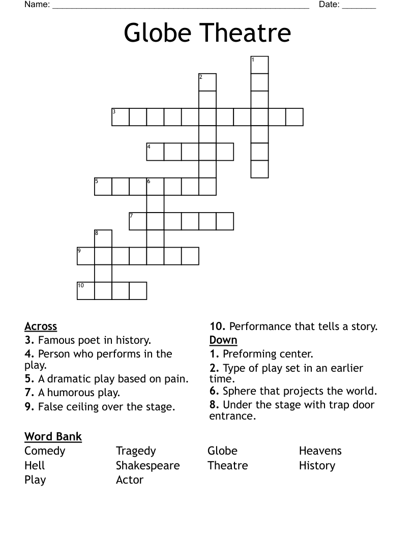 Globe Theatre Crossword