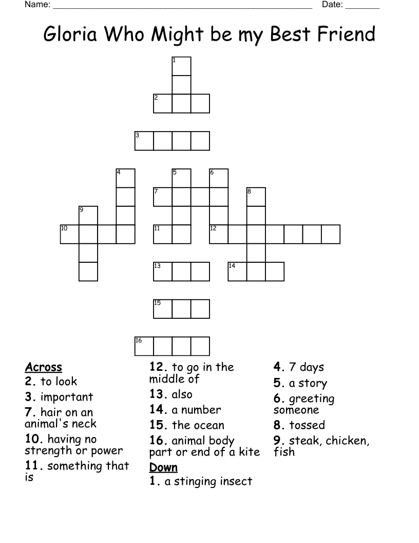 Gloria Who Might be my Best Friend Crossword