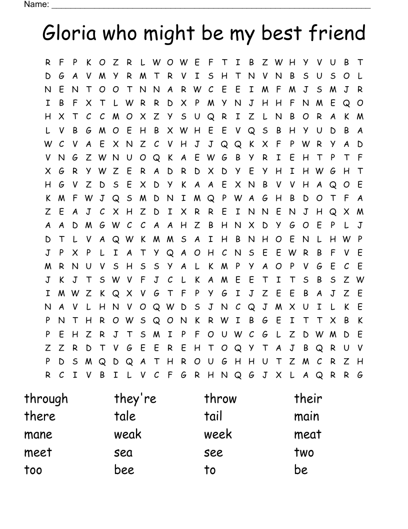 Gloria who might be my best friend Word Search