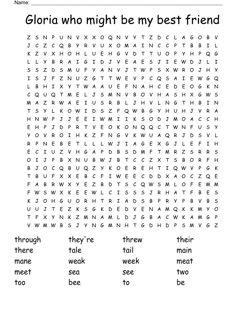 Gloria who might be my best friend Word Search