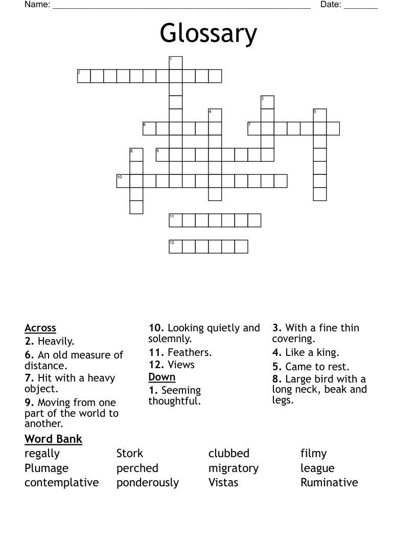 Glossary Crossword