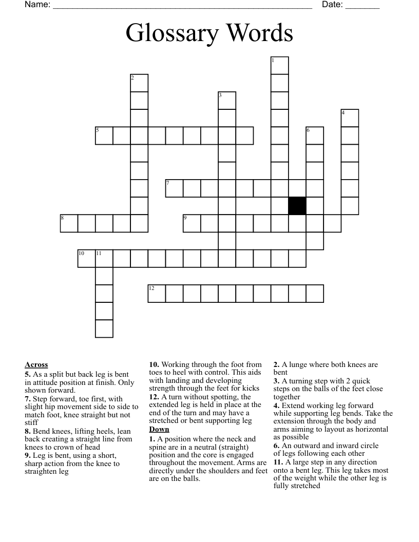 Glossary Words Crossword