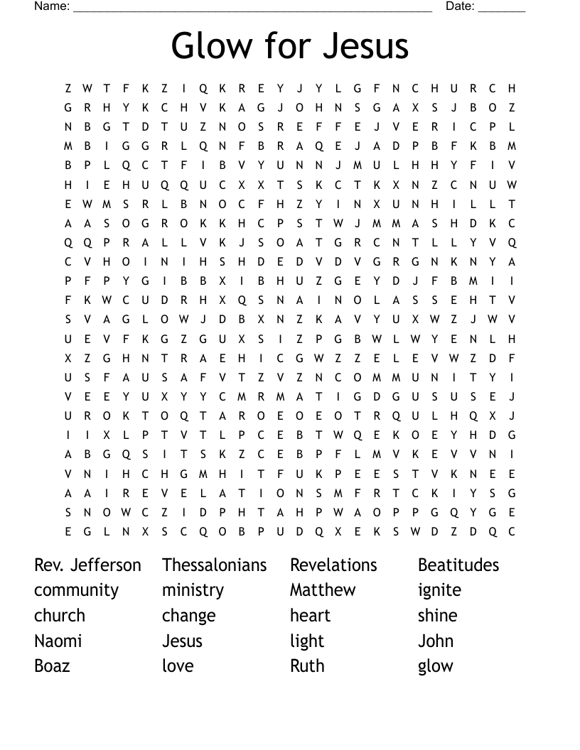 Glow for Jesus Word Search