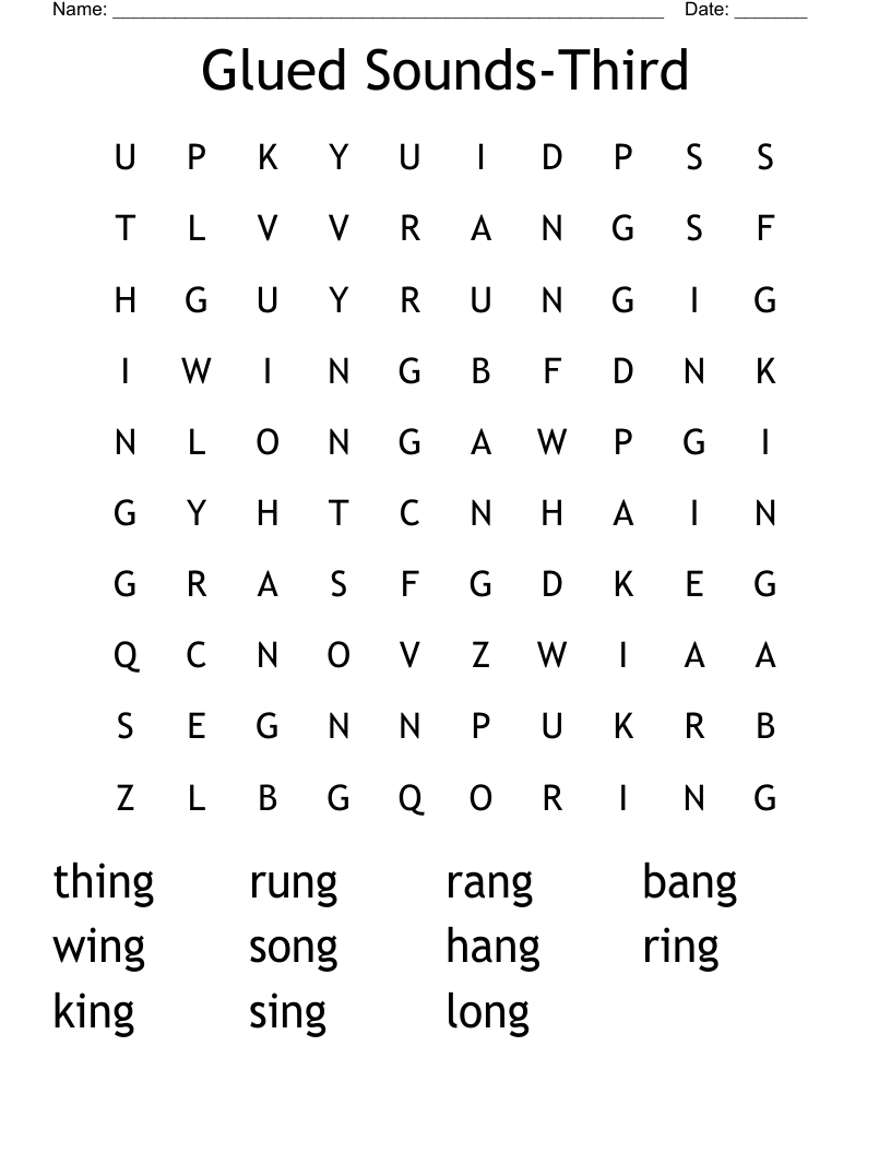 Glued Sounds-Third Word Search