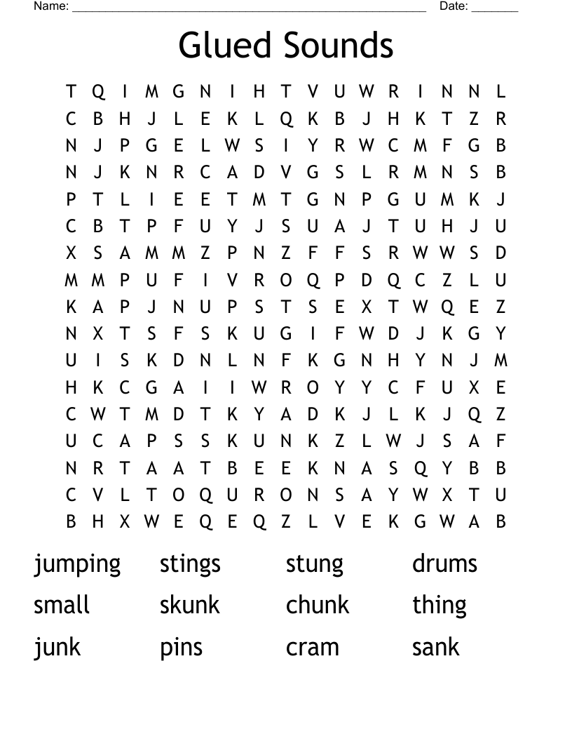 Glued Sounds Word Search