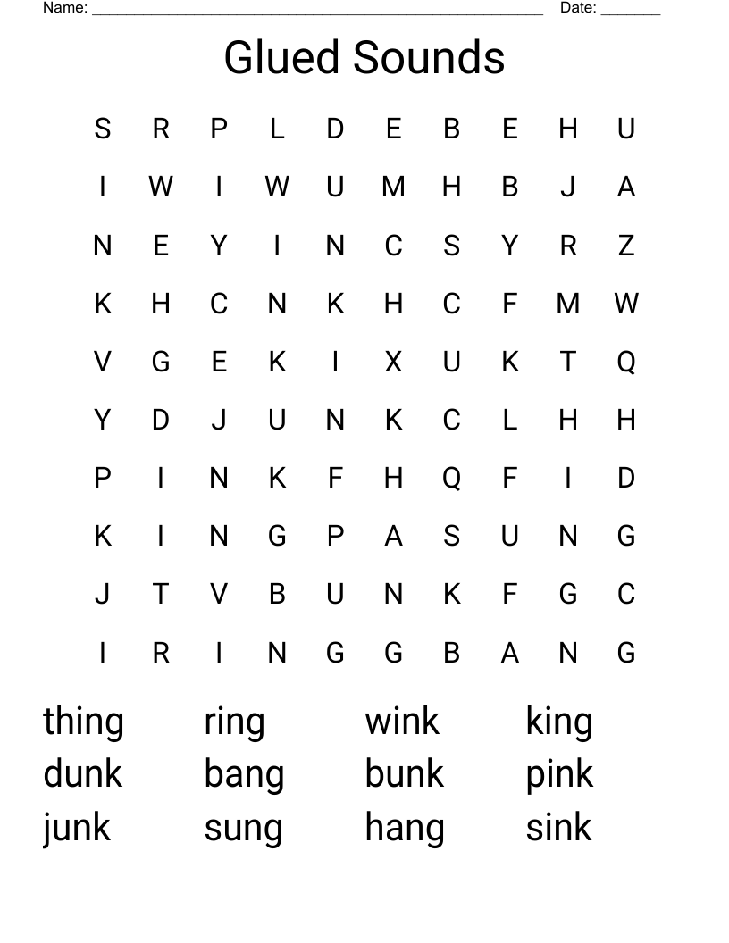 Glued Sounds Word Search