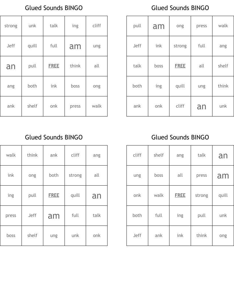 Glued Sounds BINGO