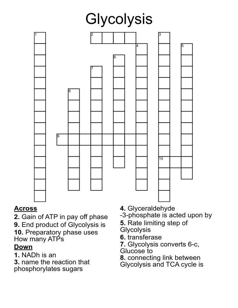 Glycolysis Crossword