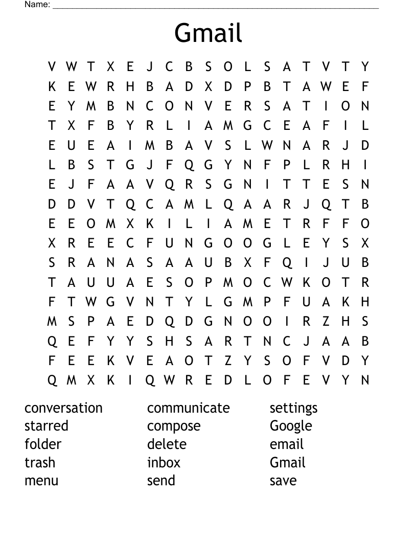 Gmail  Word Search