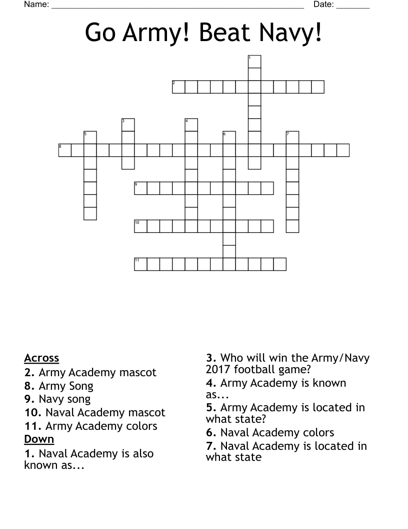 Go Army!  Beat Navy! Crossword