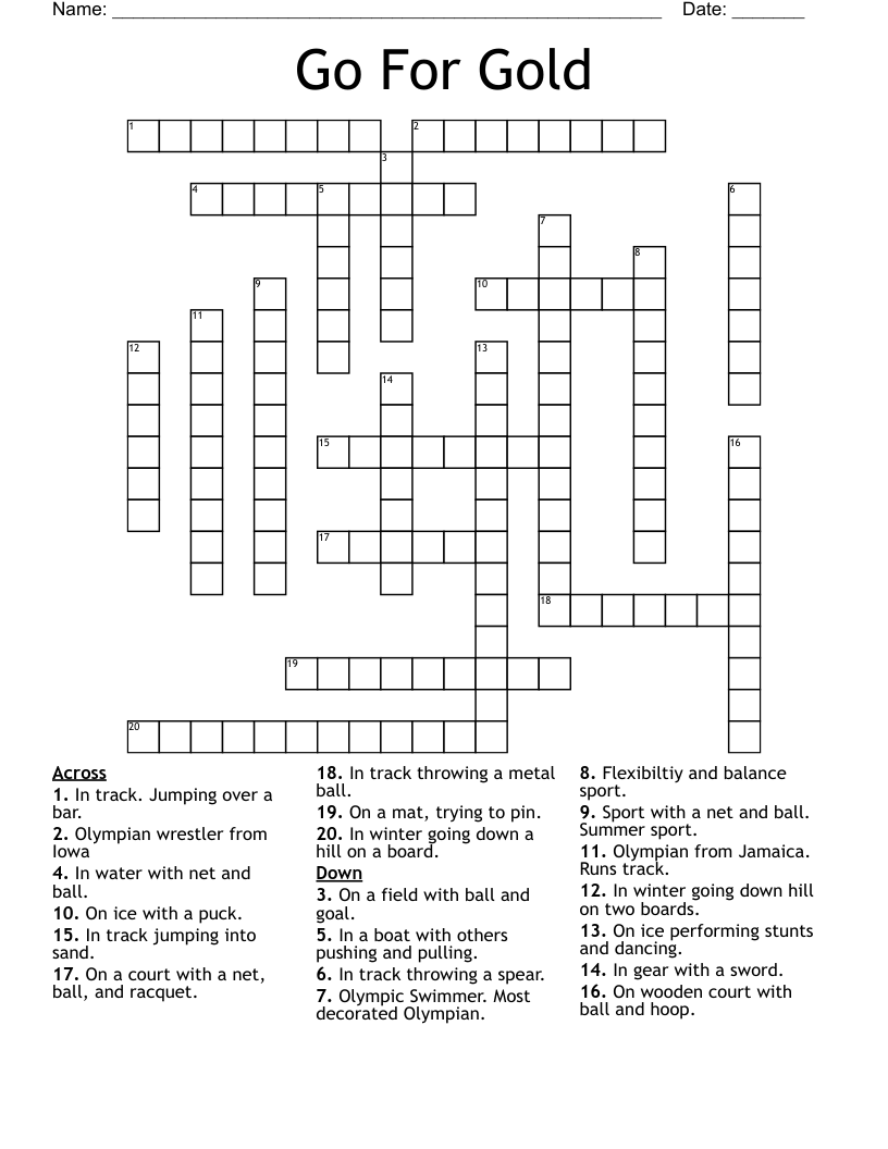 Go For Gold Crossword