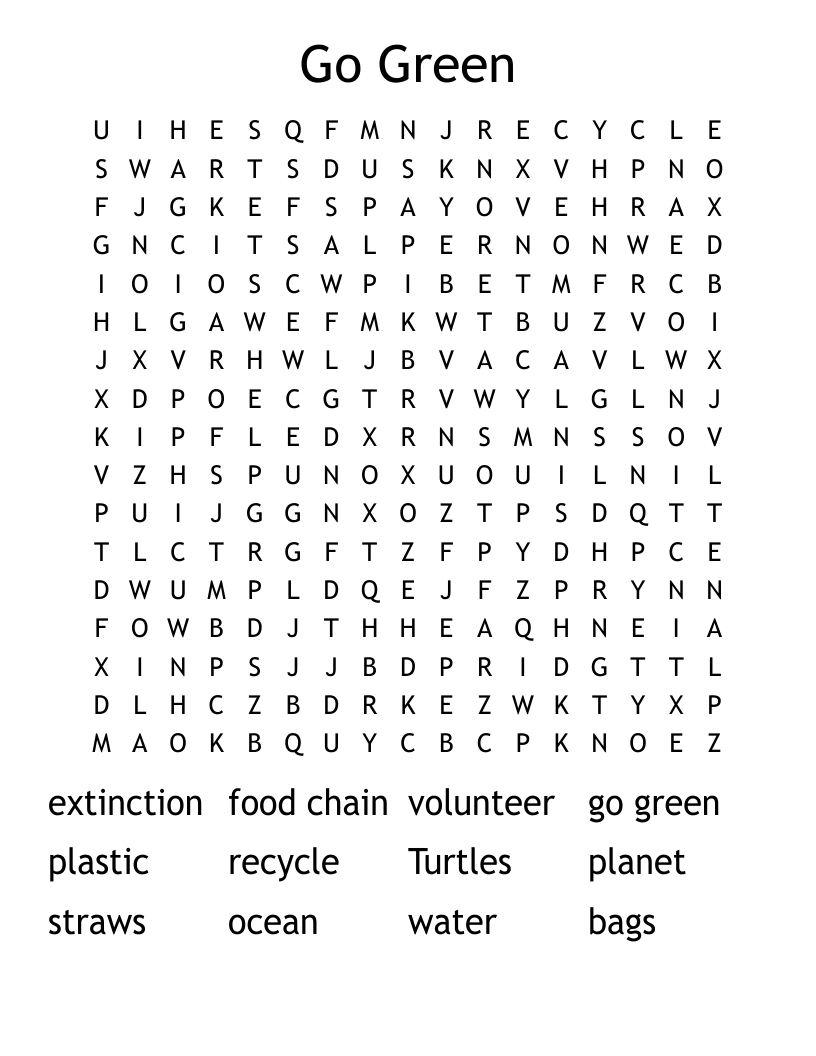 Go Green Word Search