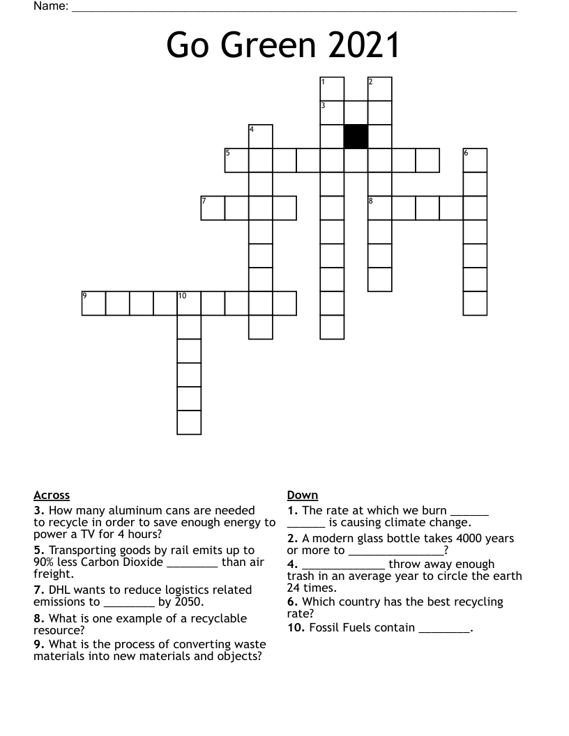 Go Green 2021 Crossword