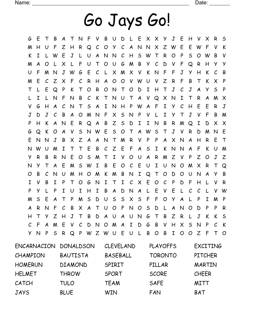 Go Jays Go! Word Search