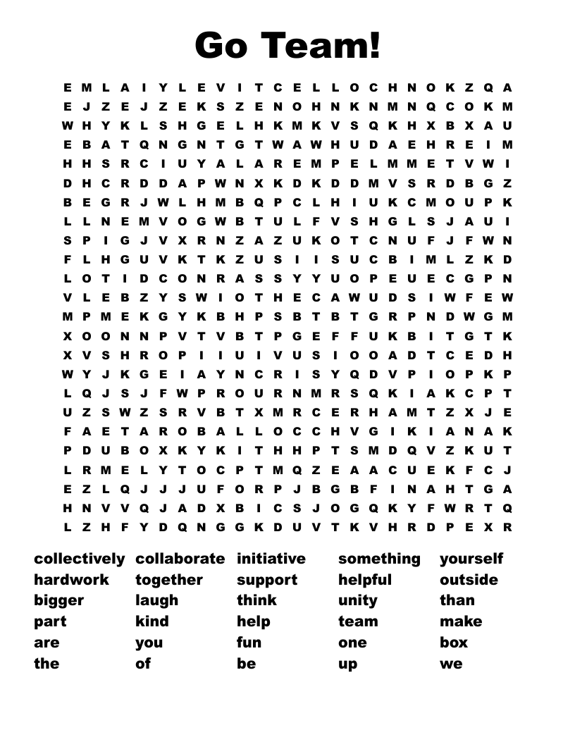 Go Team! Word Search