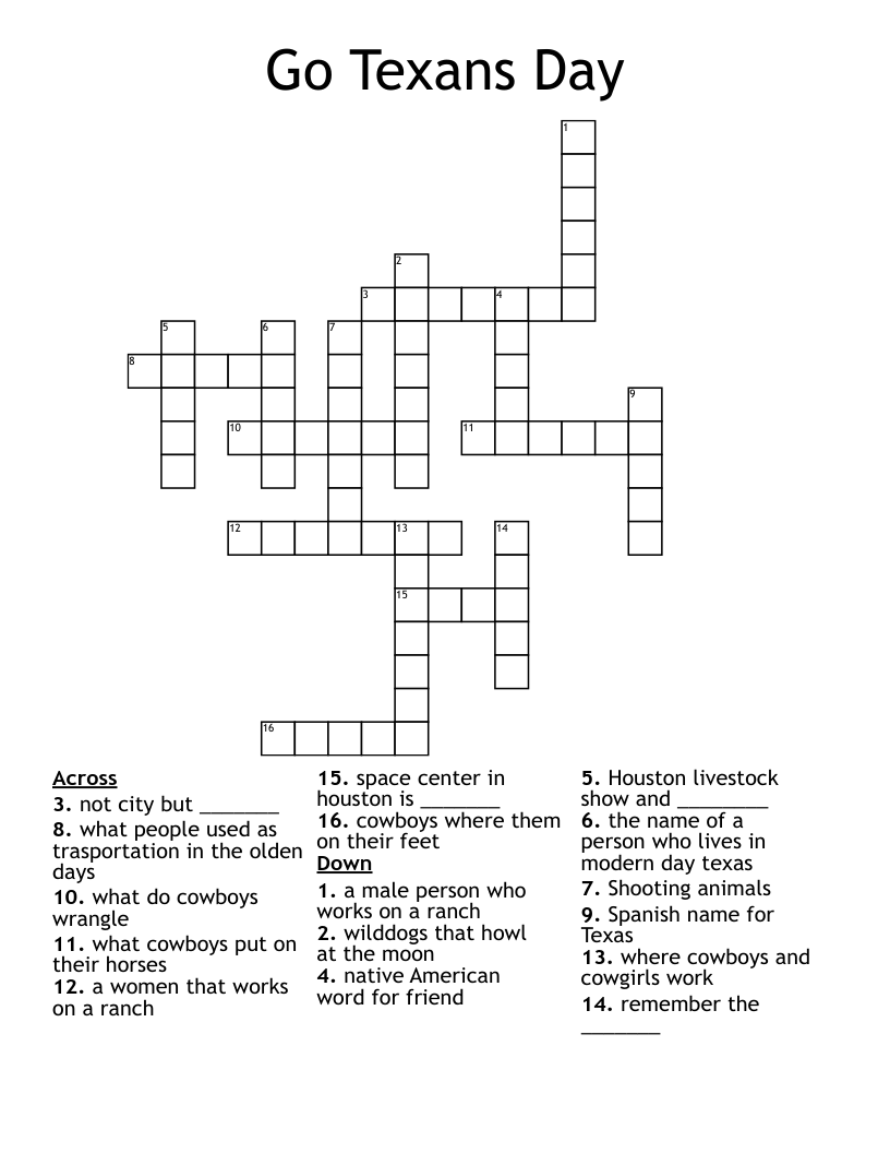 Go Texans Day  Crossword