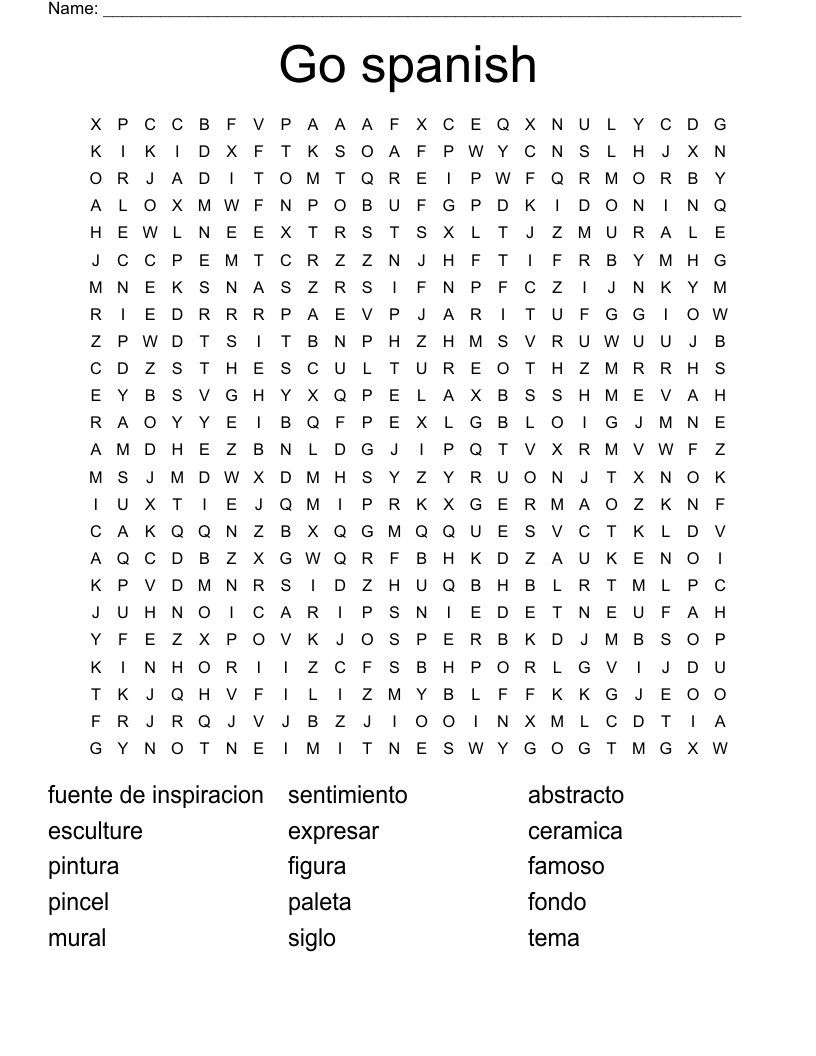 Go spanish Word Search