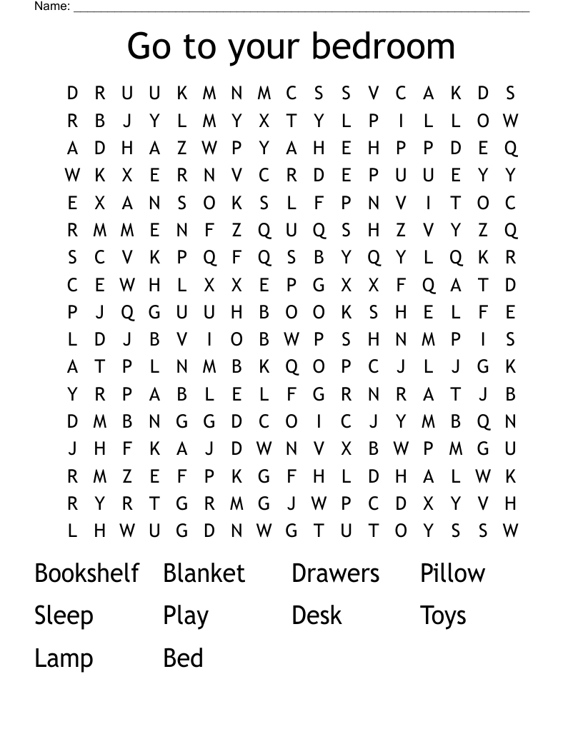 Go to your bedroom Word Search