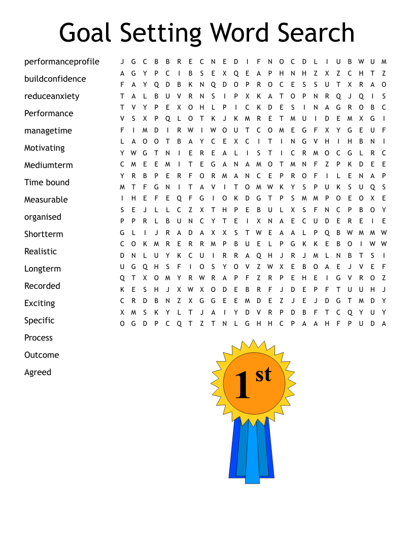 Goal Setting Word Search 