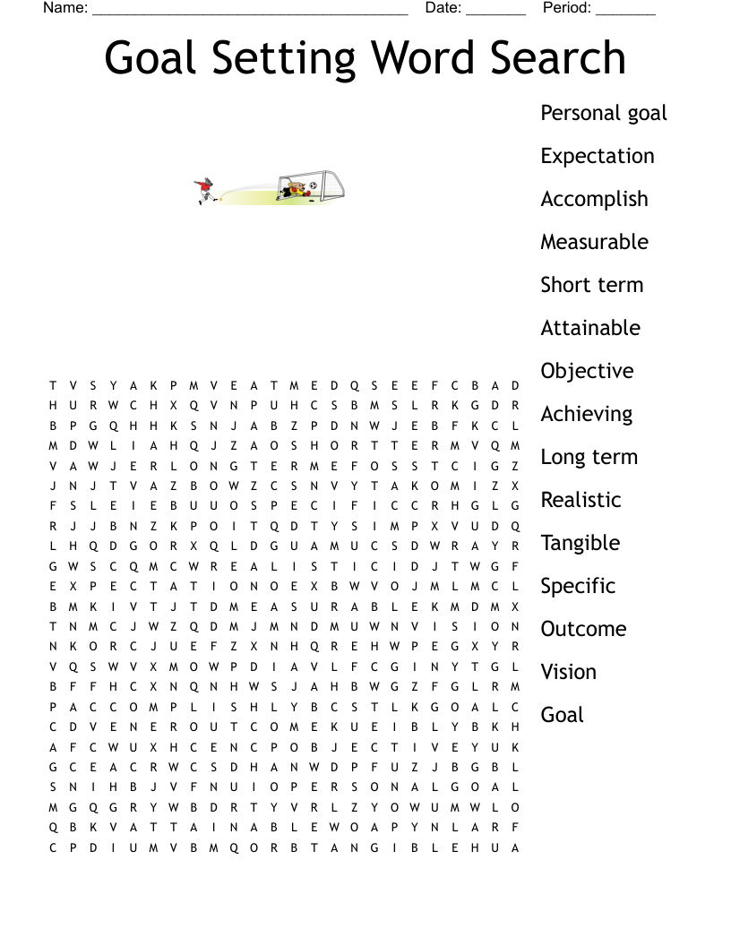 Goal Setting Word Search 
