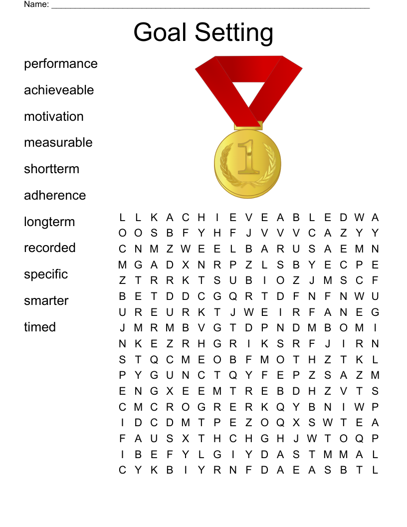 Goal Setting Word Search