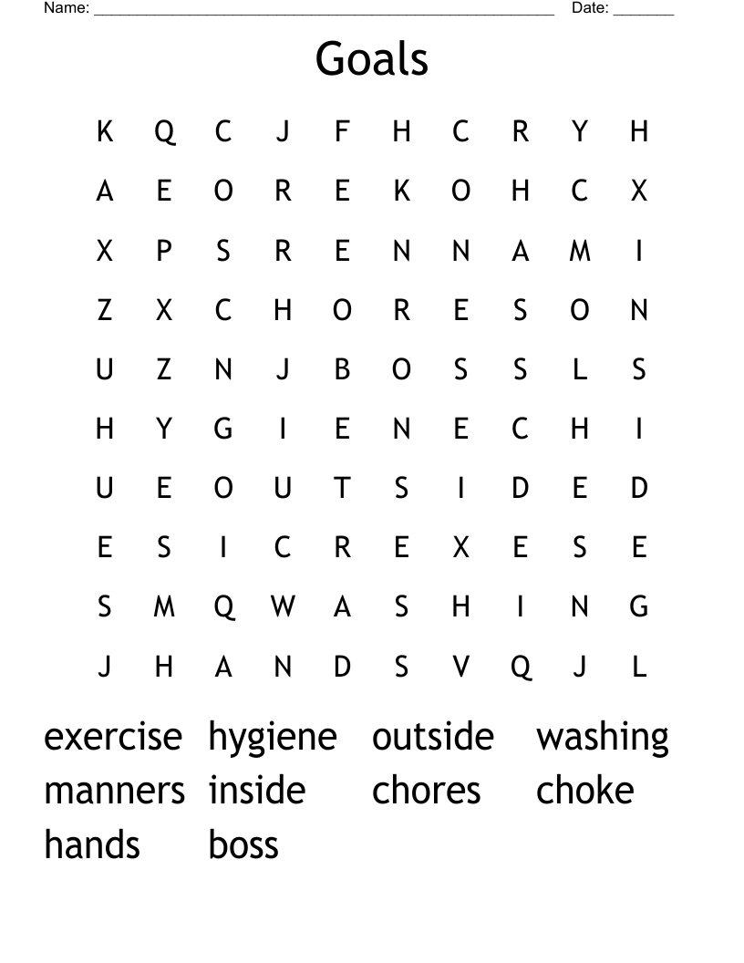 Goals Word Search