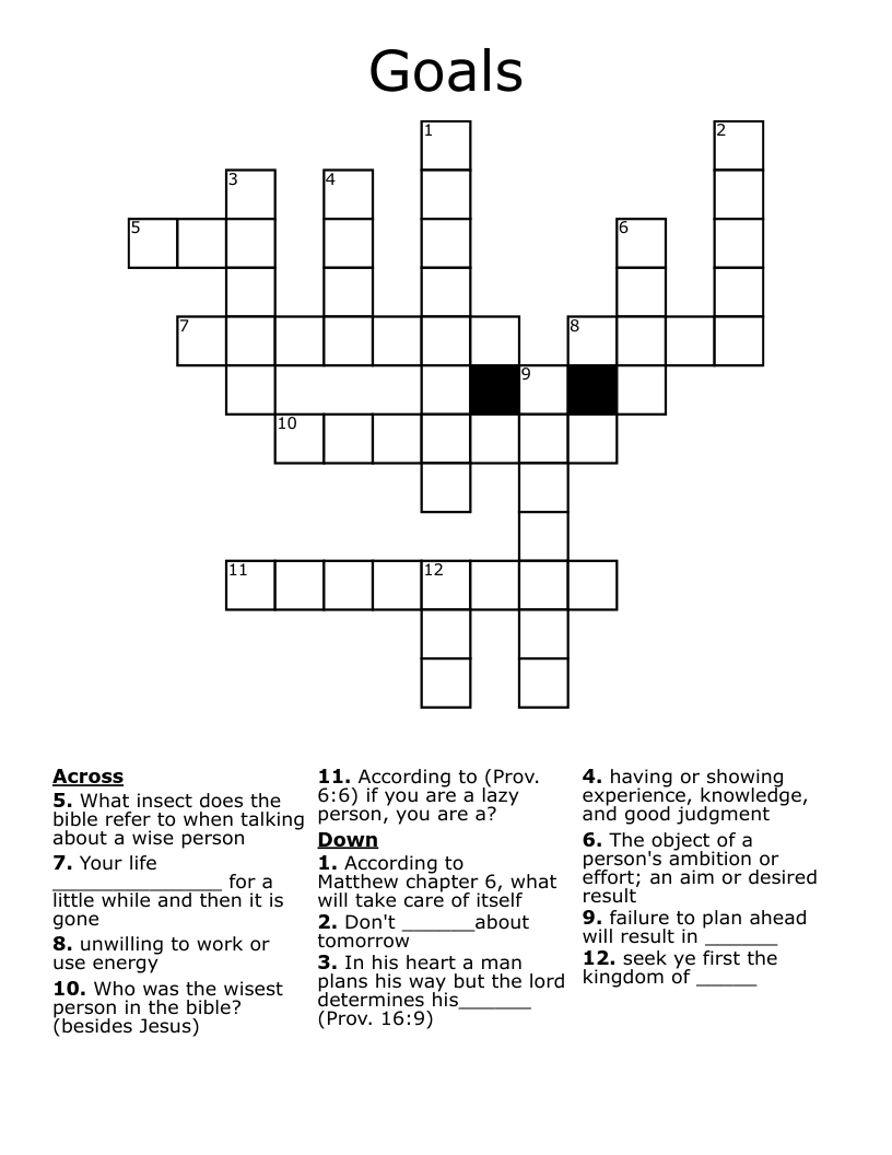 Goals Crossword