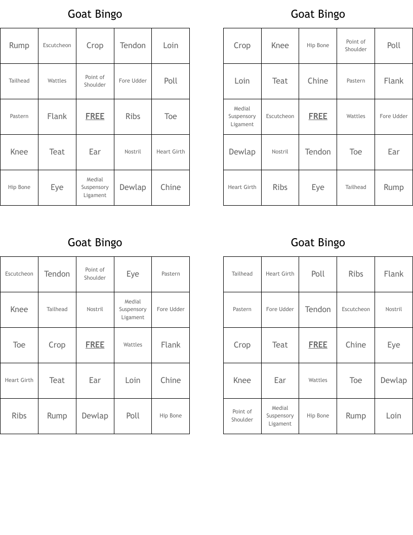 Goat Bingo