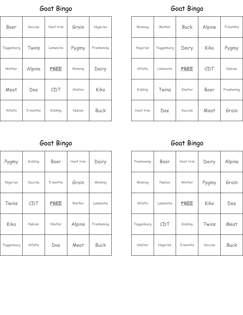 Goat Bingo 