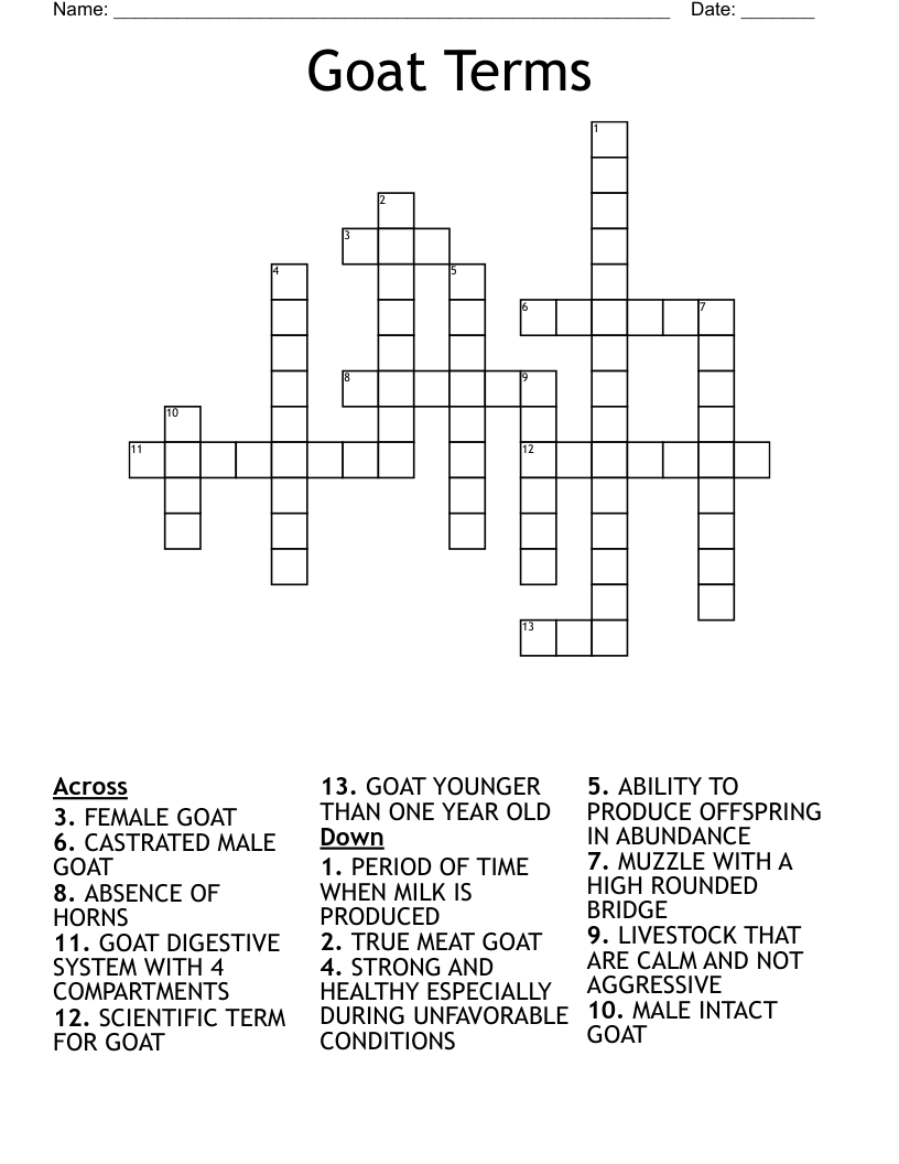 Goat Terms Crossword